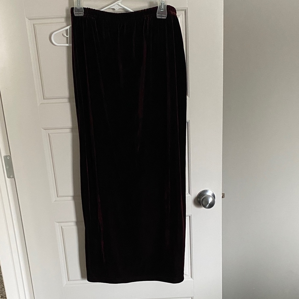Vintage Deep Burgundy Velvet Maxi Skirt